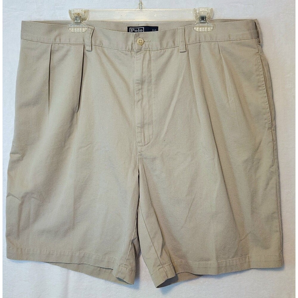 Vintage 90s Polo Ralph Lauren Tyler Shorts Mens 40 9" Khaki Pleated Chino